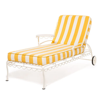 Chaise longue réglable de haute qualité Hodon, personnalisée, rayée jaune et blanc, classique d'été, protection solaire en plein air