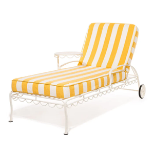 Chaise longue réglable de haute qualité Hodon, personnalisée, rayée jaune et blanc, classique d'été, protection solaire en plein air - Product Image 1