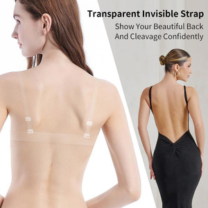 Women Invisible <strong>Bra</strong> Stick on Push up Underwire Padded Cup <strong>Strapless</strong> <strong>Bra</strong> with <strong>Clear</strong> Halter Neck Strap - Product Image 2