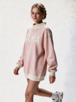 Sweat-shirt à col montant à pois pour femme, longueur allongée, avec logo brodé personnalisé, pull tendance