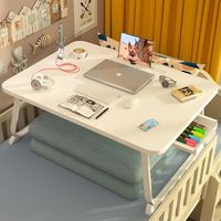 Petite table de lit, table pliable, bureau d'ordinateur portable pour dortoir, bureau d'étude pour personne paresseuse, plateau de dortoir avec planche d'écriture