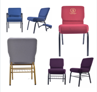 Chaises d'église rembourrées en métal empilables et imbriquées, meubles de théâtre et d'auditorium bon marché en gros