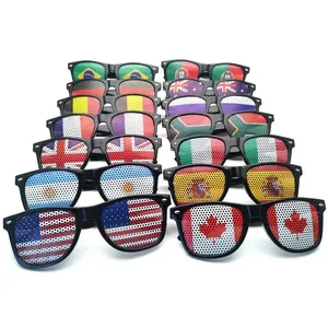 Gafas de Sol de fiesta con bandera personalizada, gafas de sol con logotipo de Bandera de País, impresión en lente, pegatina estenopeica, gafas de sol