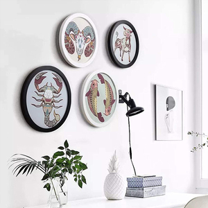 Marco Redondo Dorado para Fotos, Marco de Madera para Montar en la <span class=keywords><strong>Pared</strong></span>, <span class=keywords><strong>Portafotos</strong></span> Circular para Decoración del Hogar - Product Image 5