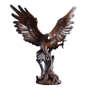 Factory Direct Wood Color Animal Figurine Simulated Eagle Sculpture Home Furnishings Customized Resin Crafts