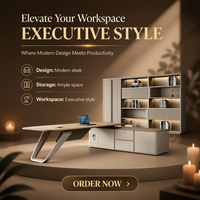 Escritorio Ejecutivo Grande Curvo en Forma de L de Madera Sólida Personalizado para Gerente/CEO, Mueble de Oficina