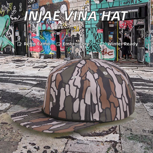 Trending INJAE Camo Snapback <b>Cap</b> Flat Brim 5 Panel Baseball <b>Hat</b> Polyester/Cotton Canvas Custom Logo OEM Wholesale Manufacturer - Product Image 2