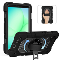 Étui robuste pour tablette avec béquille rotative à 360 degrés pour Samsung Galaxy Tab A9 A11 8,7 pouces, housse de protection noire