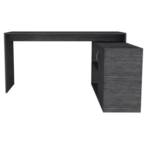 Smokey Oak L-Shaped Office <b>Desk</b> with 1-Drawer and 2-Shelves <b>Computer</b> <b>Desk</b> - Product Image 4