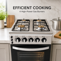 Four à gaz 4 brûleurs 80L D 60*60 avec grille et plateau, cuisinière verticale noire avec four encastré