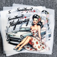 Autocollant de transfert thermique DTF personnalisé pour T-shirt, motif Fille Pin-up Vintage de haute qualité, prêt à imprimer