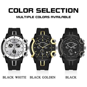 Reloj de Cuarzo de Lujo para Hombre Sanda 9017, Cronógrafo de Negocios Resistente al Agua con Seis Agujas, Calendario y Esfera Luminosa - Product Image 3