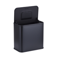 Poubelle à compost rectangulaire murale portable de 5 L avec couvercle en acier inoxydable, poubelle à déchets KBS008