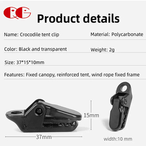 Clip de plástico para secar calcetines, pinzas de cocodrilo para <span class=keywords><strong>carpa</strong></span>, toldo de acampada al aire libre, gancho de punto de tracción, <span class=keywords><strong>carpa</strong></span> a prueba de viento, abrazadera fija hacia abajo - Product Image 3