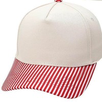 Casquette de baseball décontractée réglable avec visière rayée blanche, broderie personnalisée, impression de logo, OEM ODM