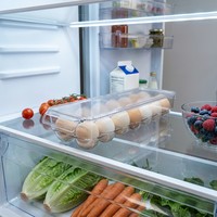 Boîte de rangement pour œufs, 14 œufs, empilable, sans BPA, en PET, design moderne, organisateur de réfrigérateur, compartiments individuels, option couvercle