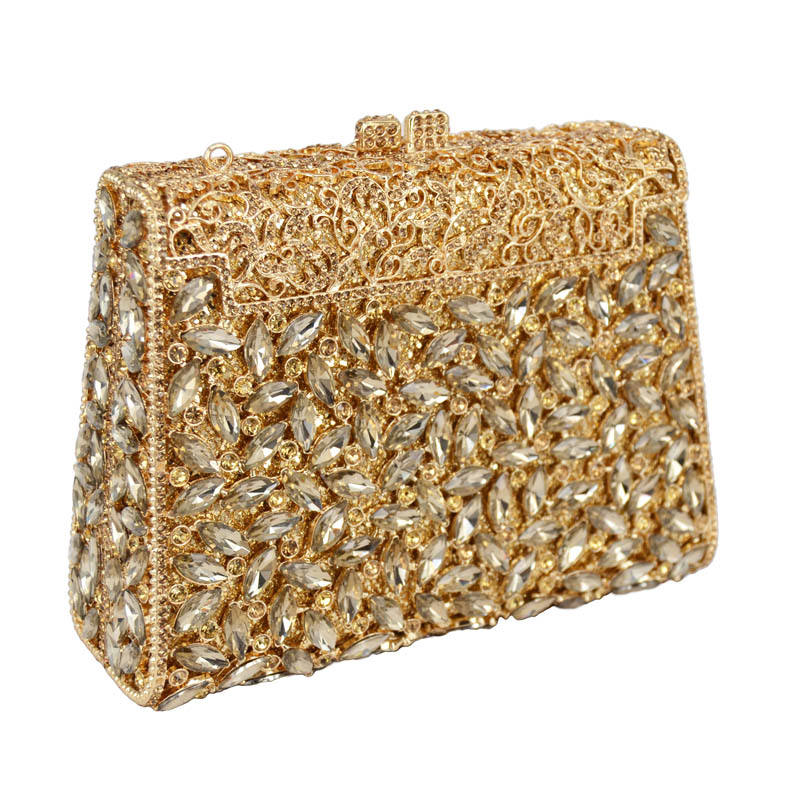 Gold Box Bag Diamond Women Clutch Bag Crystal Party Handbag