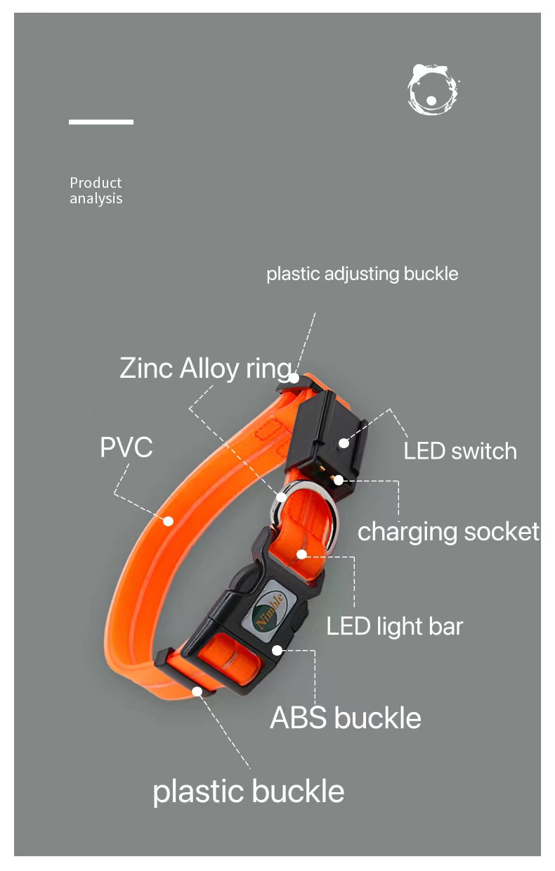 Reflective Night USB Led Dog Pet Collar Leashes Light Up Safety Night Glow Reflecting Product