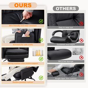 <span class=keywords><strong>Chaise</strong></span> de bureau ergonomique noire en cuir de qualité supérieure <span class=keywords><strong>pour</strong></span> PDG et cadres, idéale <span class=keywords><strong>pour</strong></span> le bureau - Offre spéciale - Product Image 6