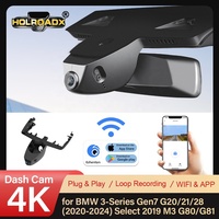 Caméra de tableau de bord HOLROADX 4K Wifi pour BMW Série 3 G20/21/28 M3 G80/G81 X3 G01 F97 Série 8 G14/G15/G16 2019-2025 Plug and Play