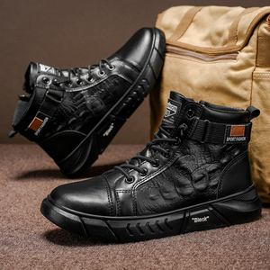 Bottes Chelsea noires en cuir synthétique à lacets pour <span class=keywords><strong>homme</strong></span>, nouvelle collection automne, couleur unie, vente en gros - Product Image 2