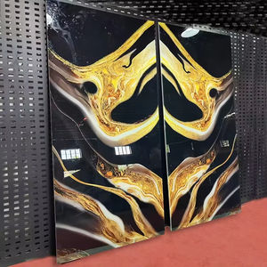 Dalles de pierre frittée Onyx Noir Or de Luxe 1200x2400, Carreaux muraux de salle de bain en porcelaine polie, Design personnalisé - Product Image 2