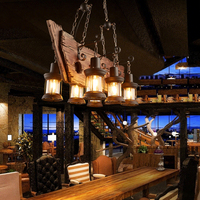 Suspension Vintage Industrielle Américaine Créative Loft Bar Café Restaurant Lustres Décoratifs en Bois Suspensions