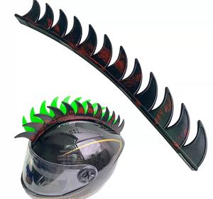 <span class=keywords><strong>Peluca</strong></span> de fibra química decorativa para casco de motocicleta, estilo punk, <span class=keywords><strong>con</strong></span> diseño de peineta de gallo y velcro - Product Image 1