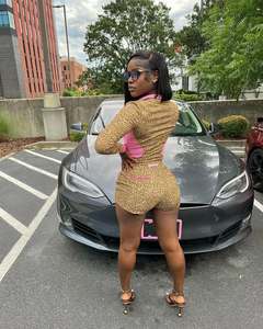 Casual Stretch <span class=keywords><strong>Leopard</strong></span> In Hai Mảnh Ngắn Thiết Lập Với Cardigan Crop Top Sweatershirt Và Chặt Chẽ Cao Eo Quần Short - Product Image 5