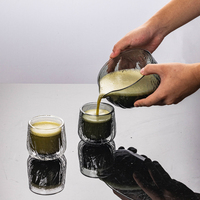 Bol à Matcha épaissi en verre de style japonais, service à thé personnalisable à motif de marteau de glaçure mate résistant à la chaleur et écologique de qualité alimentaire