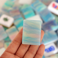 Lot de 166 tuiles de mahjong américaines/vierges en mélamine marbrée et acrylique, 1 à 4 couches, avec logo personnalisé, couleur bleue, vente en gros