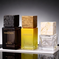 Flacon de parfum 20ml 30ml 100ml transparent rectangulaire avec texture pierre, bouchon carré, logo personnalisé OEM ODM pour marques de parfums de niche