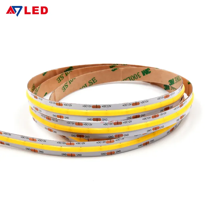 Bande lumineuse LED haute densité, 12V/24V, COB, blanc, rouge, vert, bleu, sans points, avec clapet lumineux