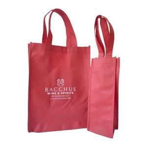 Bolsa de Vino Reutilizable de Tela No Tejida PP con Logotipo Personalizado del Fabricante Directo, Bolsa para Botella de Vino con Asa para Tienda - Product Image 1