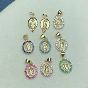 Bán Buôn Tôn Giáo Thánh Trinh Nữ Mary Guadalupe Vòng Cổ Mặt Dây Chuyền Kim Loại Chất Lượng Cao Mạ Vàng Charms Đối Với Trang Sức Làm