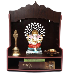 ที่ตั้งวิหารไม้ MDF ไม้ Puja Mandir แกะสลักติดผนังที่สวยงามสำหรับตกแต่งผนังบ้านสำนักงาน - Product Image 1
