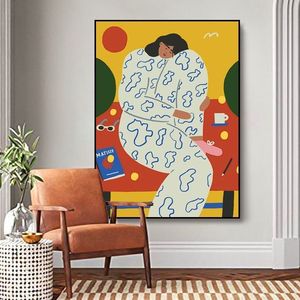 Tableau mural sur toile style <span class=keywords><strong>Matisse</strong></span>, femme abstraite, peinture colorée et vibrante de fruits et de fleurs pour la décoration du salon et de la maison - Product Image 5