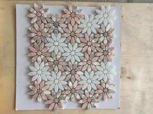 New Arrival Flower Green And White Waterjet Marble Mosaic Floor Wall Mosaic