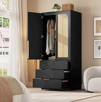 Armoire contemporaine PRIMA avec miroir et portes en verre pour la chambre à coucher, idéale pour le rangement des vêtements