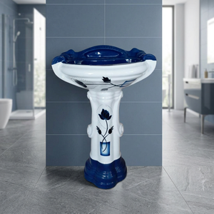 Lavabo sur pied moderne d'extérieur en céramique émaillée grand format, pour usage hospitalier, forme ronde/rectangulaire, écologique et résistant à l'eau - Product Image 4