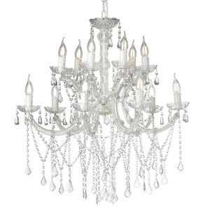 Lustre rectangulaire moderne de style nordique à 2 niveaux avec pendentifs en cristal et acrylique chromé pour la maison - Product Image 5
