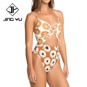 High-quality factory design beach print cutout swimsuit custom recycled nylon one-piece swimsuit - Product Image 1