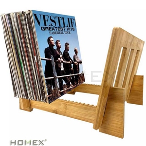 Amazon Top Seller Stylish   Strong Eco-Friendly Bamboo Vinyl Record Storage Rack - Holds 50+ Albums