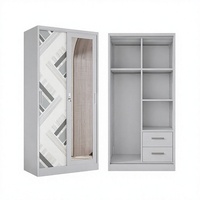 Armoire de chambre à coucher moderne et durable avec porte coulissante en acier à rayures grises imprimées