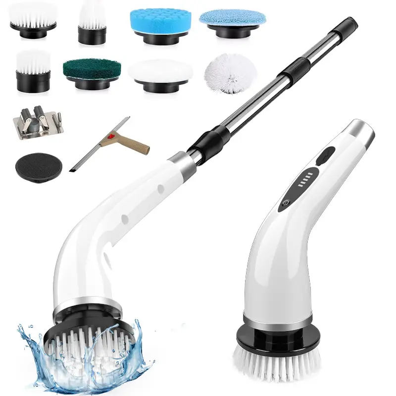 2024 New 10 in 1 Power Fartvolus Long Handle 360 Cordless Electric Spin Scrubber Cleaning Brush for Bathroom Kitchen