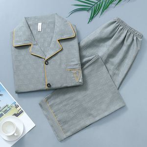 <span class=keywords><strong>Pigiama</strong></span> di cotone nuvola all'ingrosso della fabbrica di alta qualità Cardigan primavera da <span class=keywords><strong>uomo</strong></span> pantaloni a manica lunga due set Casual semplice per la casa