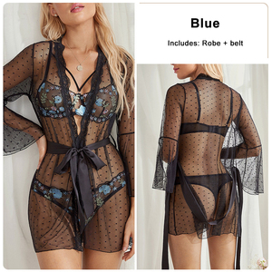 Ensemble de Lingerie Sexy Transparente 3 Pièces pour Femme : Robe de Nuit, Soutien-Gorge et Culotte en Dentelle – Vente en Gros - Product Image 2