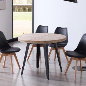 Muebles de comedor para el hogar, <span class=keywords><strong>mesa</strong></span> de comedor <span class=keywords><strong>extensible</strong></span> <span class=keywords><strong>redonda</strong></span> a ovalada de madera MDF nórdica moderna con patas de metal - Product Image 2