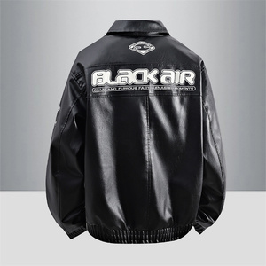 Custom <strong>Men's</strong> Vintage PU <strong>Leather</strong> <strong>Jacket</strong> Classic Zipper Biker <strong>Jacket</strong> Street Style <strong>Leather</strong> <strong>Jacket</strong> With Pockets - Product Image 4