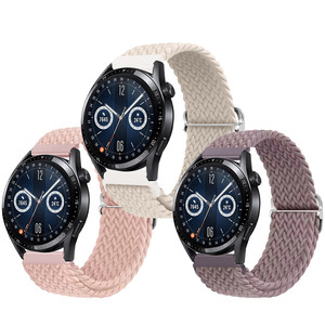 Correa de reloj ajustable de nailon trenzado de 20/22mm para Samsung Galaxy Watch Garmin <span class=keywords><strong>Huawei</strong></span> xiaomi <span class=keywords><strong>Fitbit</strong></span> banda universal de nailon - Product Image 1